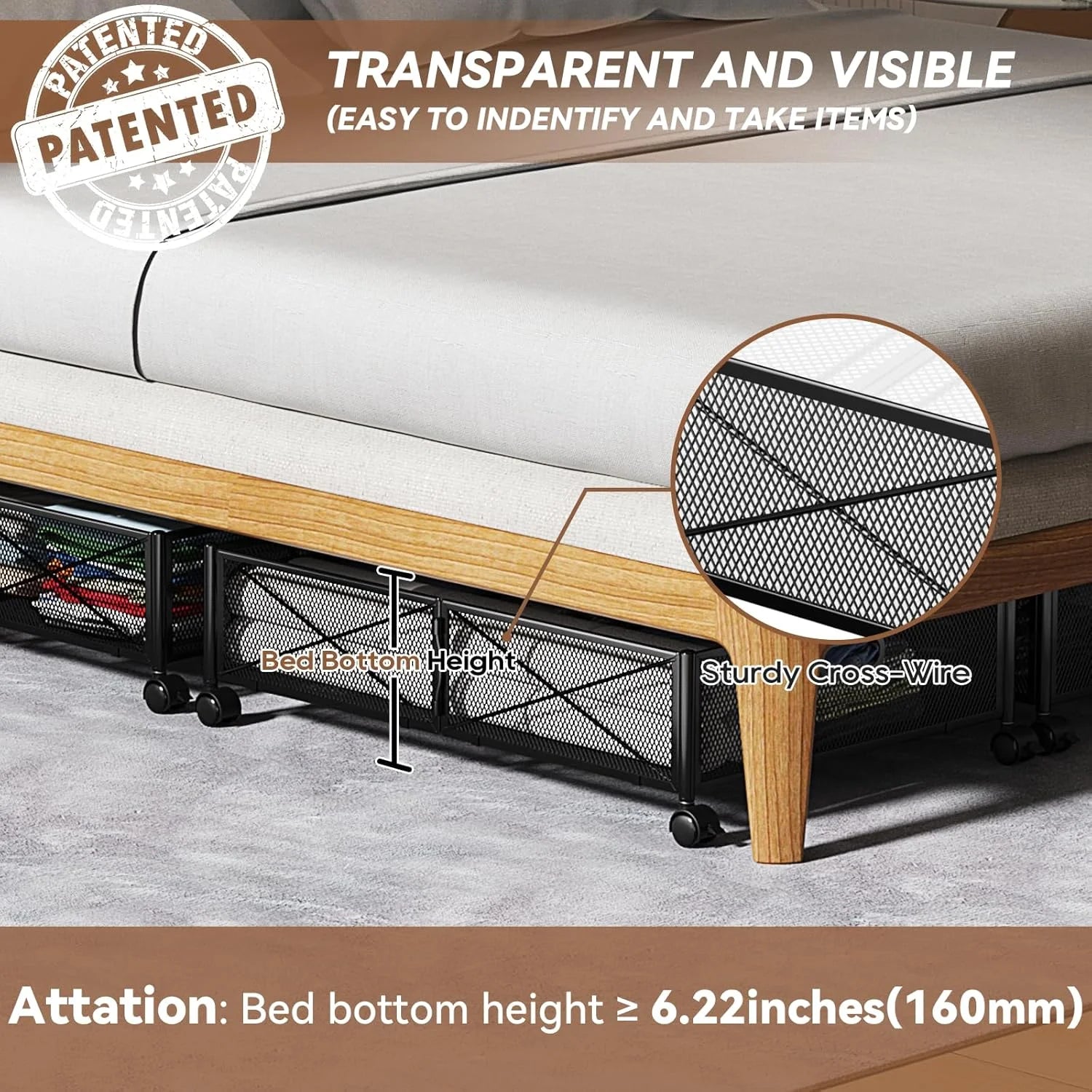 Under Bed Storage Containers with Wheels - Shoe Storage Organizer Drawer Tool-free Assembly Metal Underbed Storage for Bedroom Clothes Shoes Blankets - 2Pack – Everyday Household Format for Simple Storage and Daily Tasks