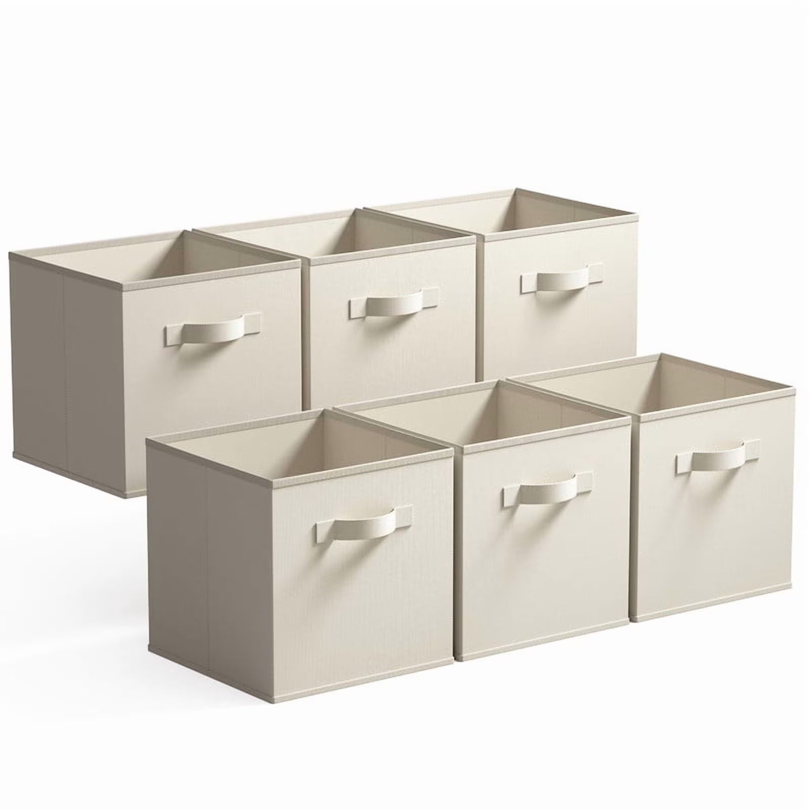 13 Inch Fabric Storage Cubes - Sturdy Collapsible Storage Bins & Handle，Storage Organizer for Organizing Beige Storage Baskets 6-Pack – Everyday Household Format for Simple Storage and Daily Tasks