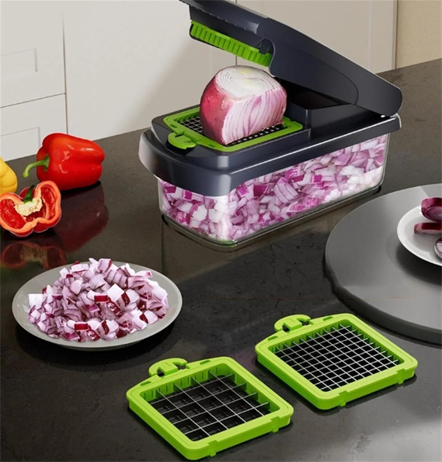14Pcs Multi-Functional Vegetable Cutter & Slicer Trendgolden Food Chopper Stainless Steel Blades Kitchen Gadgets & Accessories (Pink) – Durable Stainless Steel Construction for Simple Storage and Daily Tasks