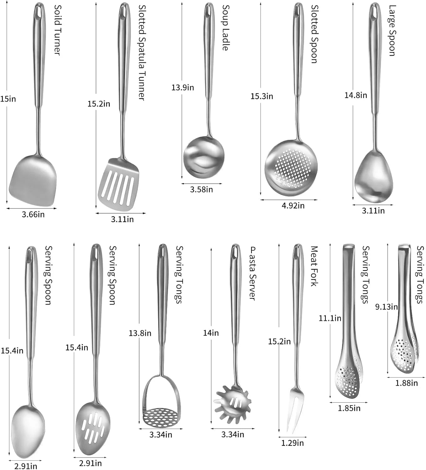 304 Stainless Steel Cooking Utensils,6 Pcs Kitchen Cooking Utensils Set with Spatula Solid Spoon Ladle Skimmer Spaghetti Spoon,Dishwasher Suitable(Black) – Durable Stainless Steel Construction for Simple Storage and Daily Tasks
