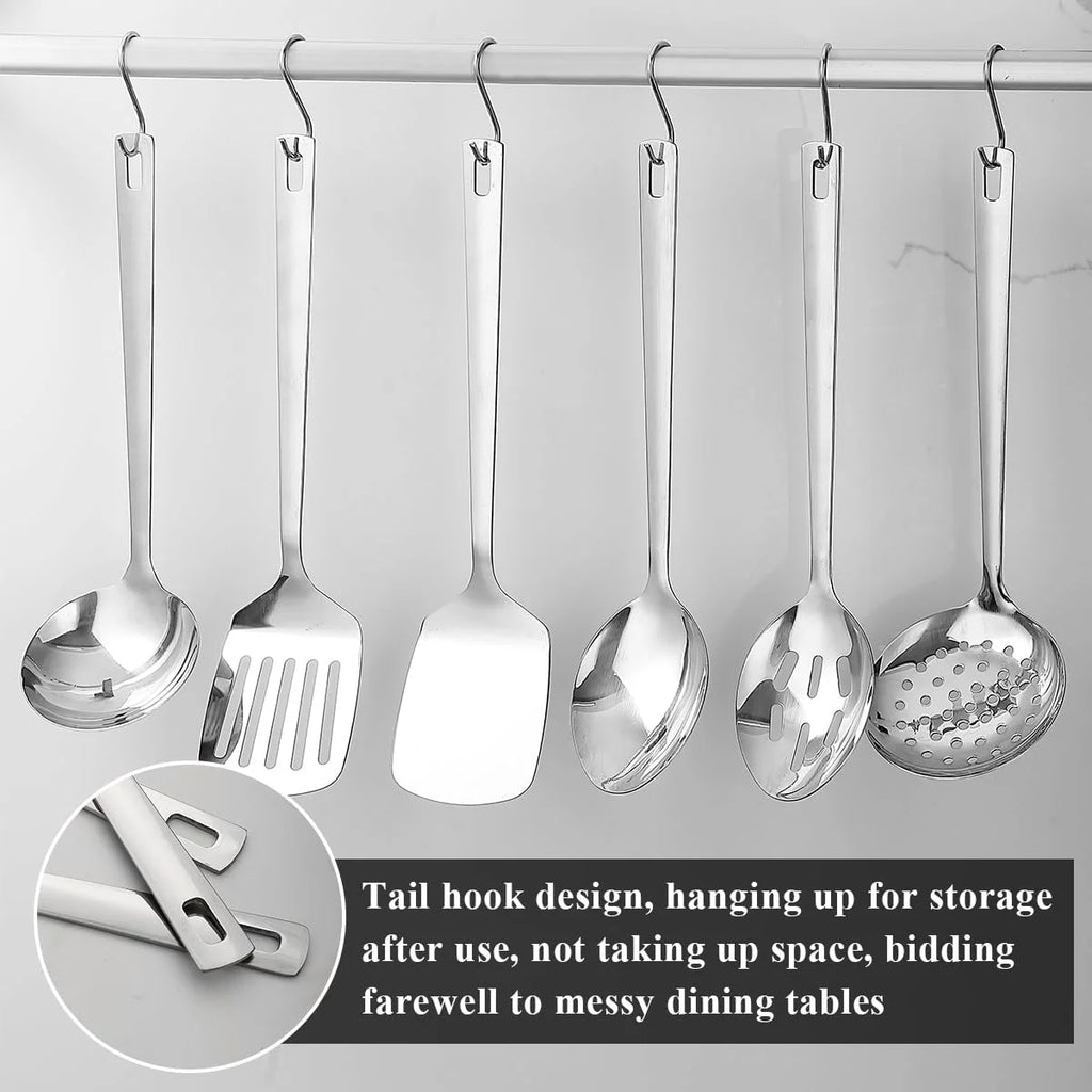 Kitchen Utensils Set 6pcs Stainless Steel Cooking Utensils Set Kitchen Tools Spatulas Set Home Essentials Kitchen Gadgets Accessories – Durable Stainless Steel Construction for Simple Storage and Daily Tasks