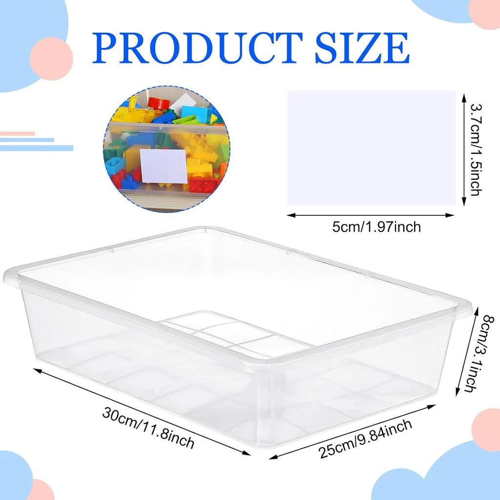 24 Pcs Plastic Cubby Storage Bins Classroom Cubby Organization with Self Adhesive Labels Bin Small Stackable Storage Containers Toy Book Box for School(14 x 10 x 3 Inch,Clear) – Everyday Household Format for Simple Storage and Daily Tasks
