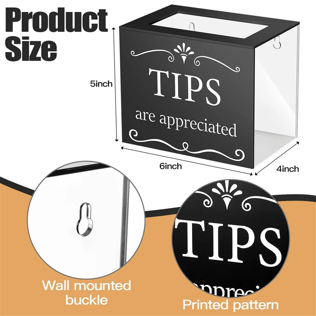 Tip Jars for Money Acrylic Cash Box Donation Bucket 6x4x5 Inch Storage Container Suggestion Raffle – Practical Home Organization for Simple Storage and Daily Tasks