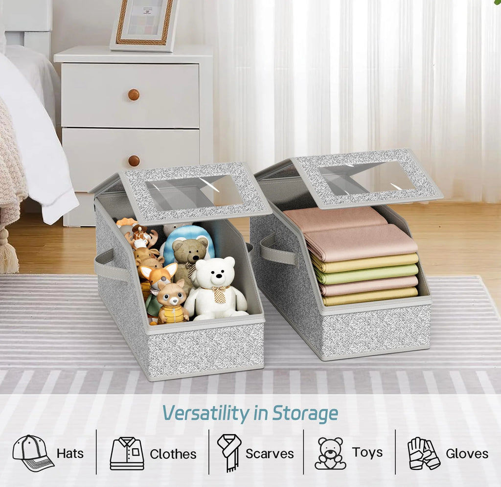 2 Pcs Stackable Hat Storage for Baseball Caps Holds up to 24 Caps Hat Organizer for Closet Sturdy Snapback Boxes for Men with Cardboard Grey – Stackable Organization for Simple Storage and Daily Tasks