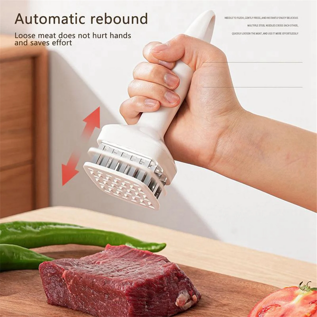 Meat Tenderizer Needle Stainless Steel Prongs Food Grade 5.5x5.5x17cm White – Durable Stainless Steel Construction for Simple Storage and Daily Tasks