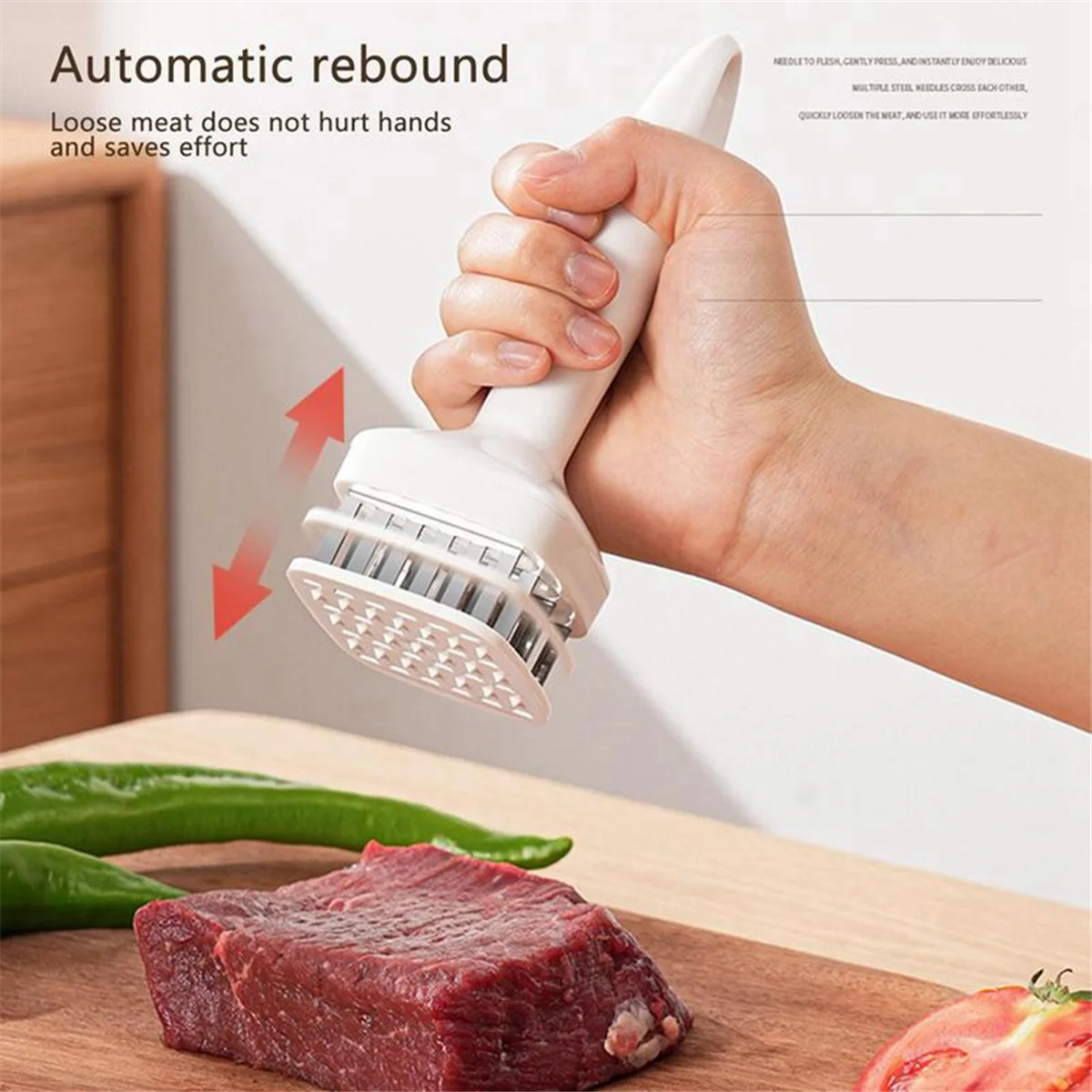 Meat Tenderizer Needle Stainless Steel Prongs Food Grade 5.5x5.5x17cm White – Durable Stainless Steel Construction for Simple Storage and Daily Tasks