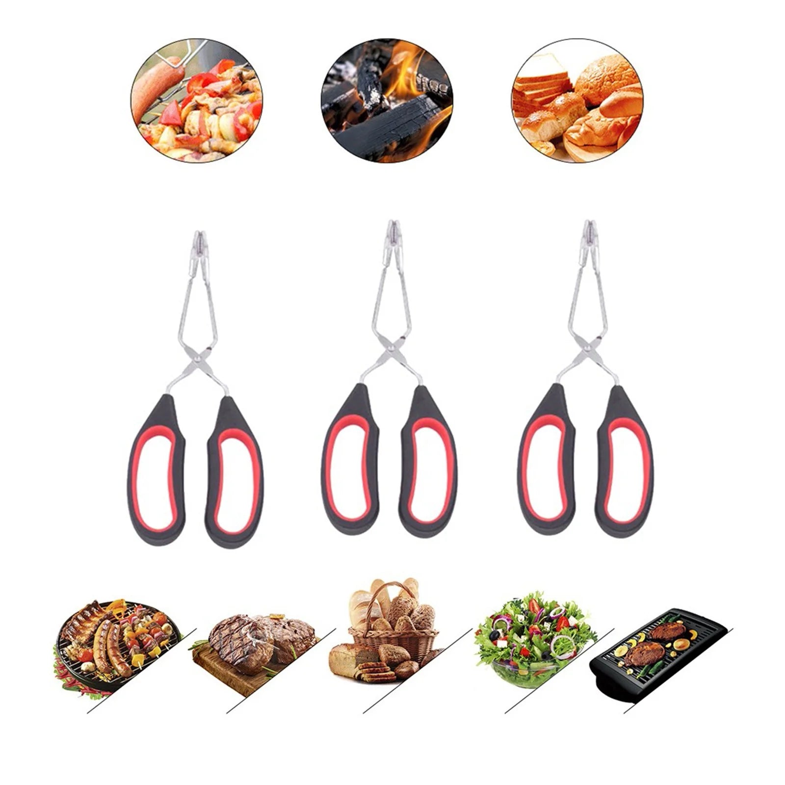 Scissor Tongs with Silicone Tips 23.5x7.5cm Stainless Steel Nonstick Kitchen Cooking Tool – Durable Stainless Steel Construction for Simple Storage and Daily Tasks