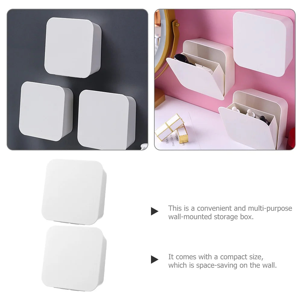 2 Pcs Wall-mounted Boxes Small Apartment Storage Box 14x5.5x14cm White – Space-Saving Hanging Design for Simple Storage and Daily Tasks