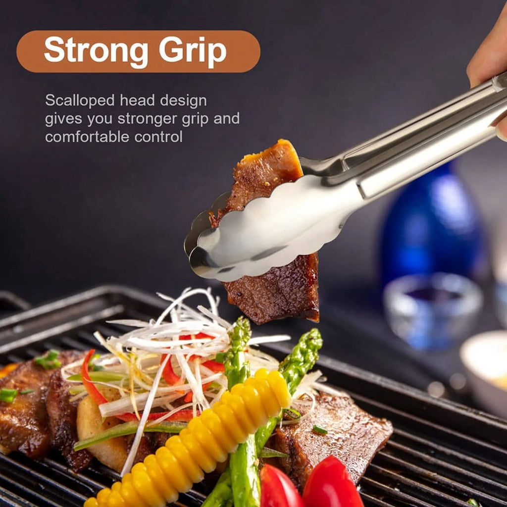 Unbranded 6 Pack Serving Tongs 7 Inch Stainless Steel Food Tongs for Salad Buffet Catering – Durable Stainless Steel Construction for Simple Storage and Daily Tasks