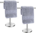 T-Shape Bath Hand Towel Holder Stand Stainless Steel Free Standing Hand Towel Rack with Heavy Base for Bathroom Kitchen & Countertop Silver 2 Pack – Durable Stainless Steel Construction for Simple Storage and Daily Tasks