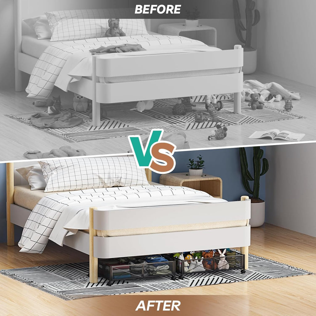Under Bed Storage Containers with Wheels - Shoe Storage Organizer Drawer Tool-free Assembly Metal Underbed Storage for Bedroom Clothes Shoes Blankets - 2Pack – Everyday Household Format for Simple Storage and Daily Tasks