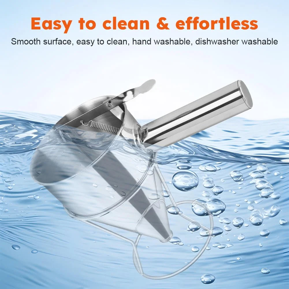 Stainless Steel Pancake Batter Dispenser with Squeeze Handle Kitchen Funnel Tools Pancake Dispenser for Pancakes Cupcakes Takoyaki and Baked Goods – Convenient Carry Handles for Simple Storage and Daily Tasks