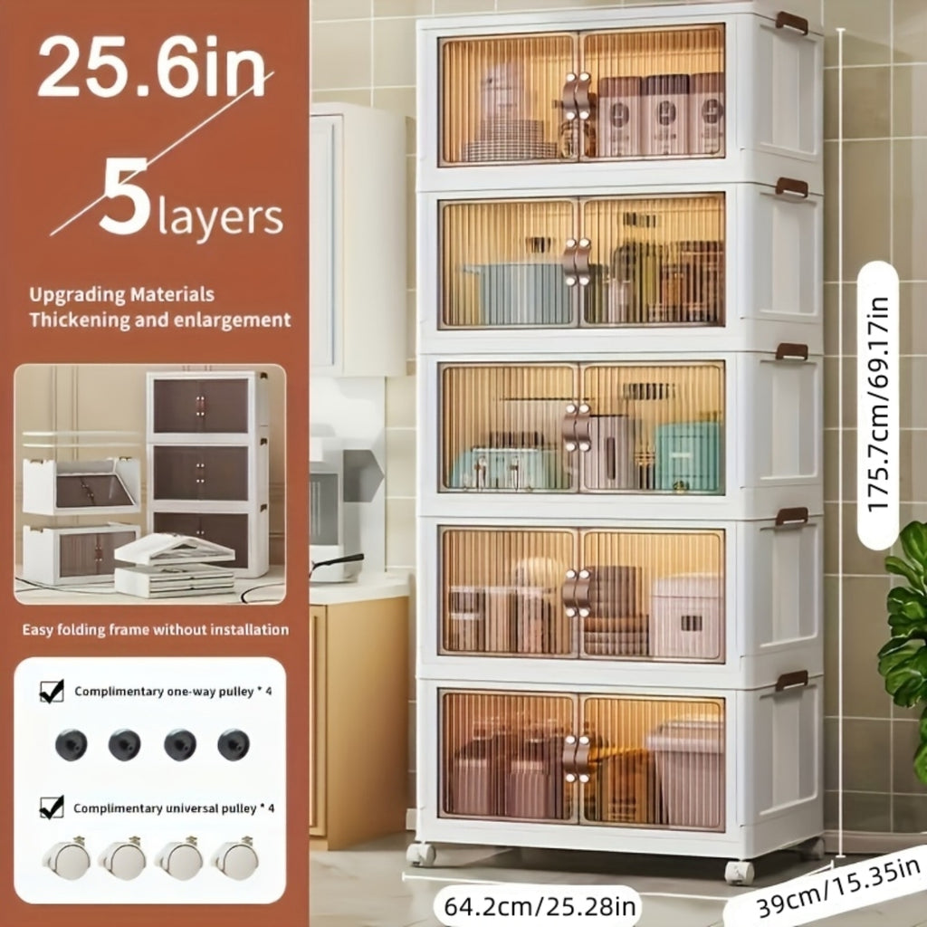5-layer folding storage box magnetic cabinet door plastic drawer storage rack suitable for bedrooms study rooms toy rooms offices easy and convenient to move multi-layer storage box – Practical Home Organization for Simple Storage and Daily Tasks