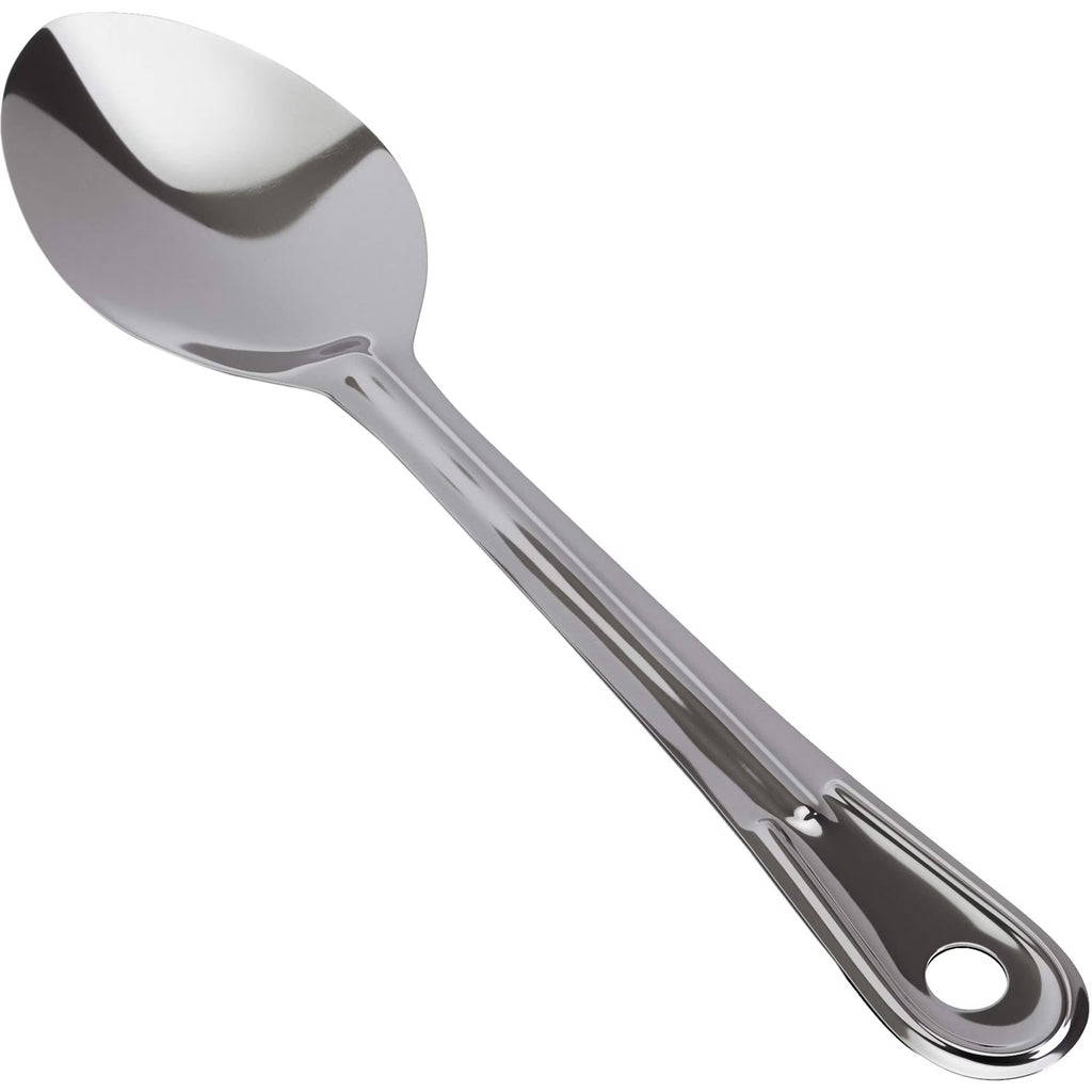 Super Strong 11 Inch Serving Spoon Ergonomic Stainless Steel Cooking Utensil Large Basting Spoon for Professional Restaurant Buffet Banquet Service and Home Chefs Silver – Durable Stainless Steel Construction for Simple Storage and Daily Tasks