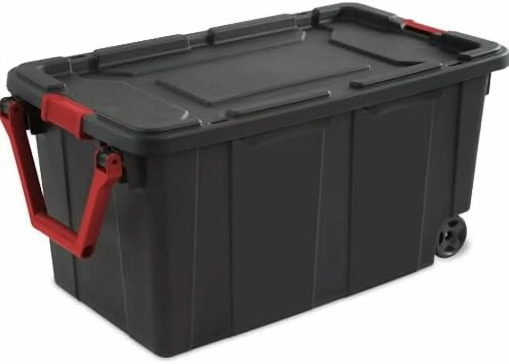 Black 40 Gallon Wheeled Plastic Storage Container with Handle 2 Pack$$Office – Convenient Carry Handles for Simple Storage and Daily Tasks