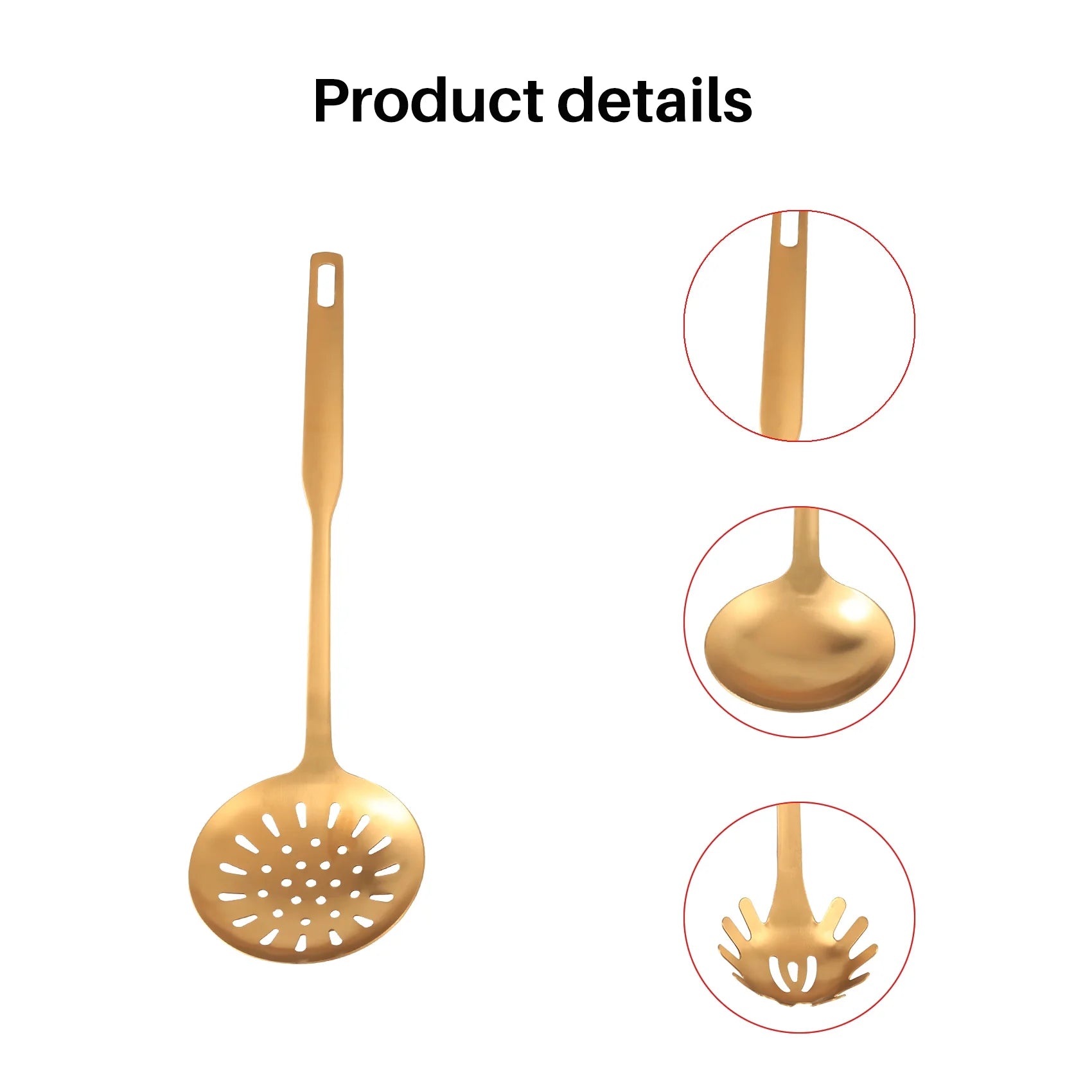 Stainless Steel Kitchen Utensils 5-Piece Cooking Trowel Set Tool Gold – Durable Stainless Steel Construction for Simple Storage and Daily Tasks