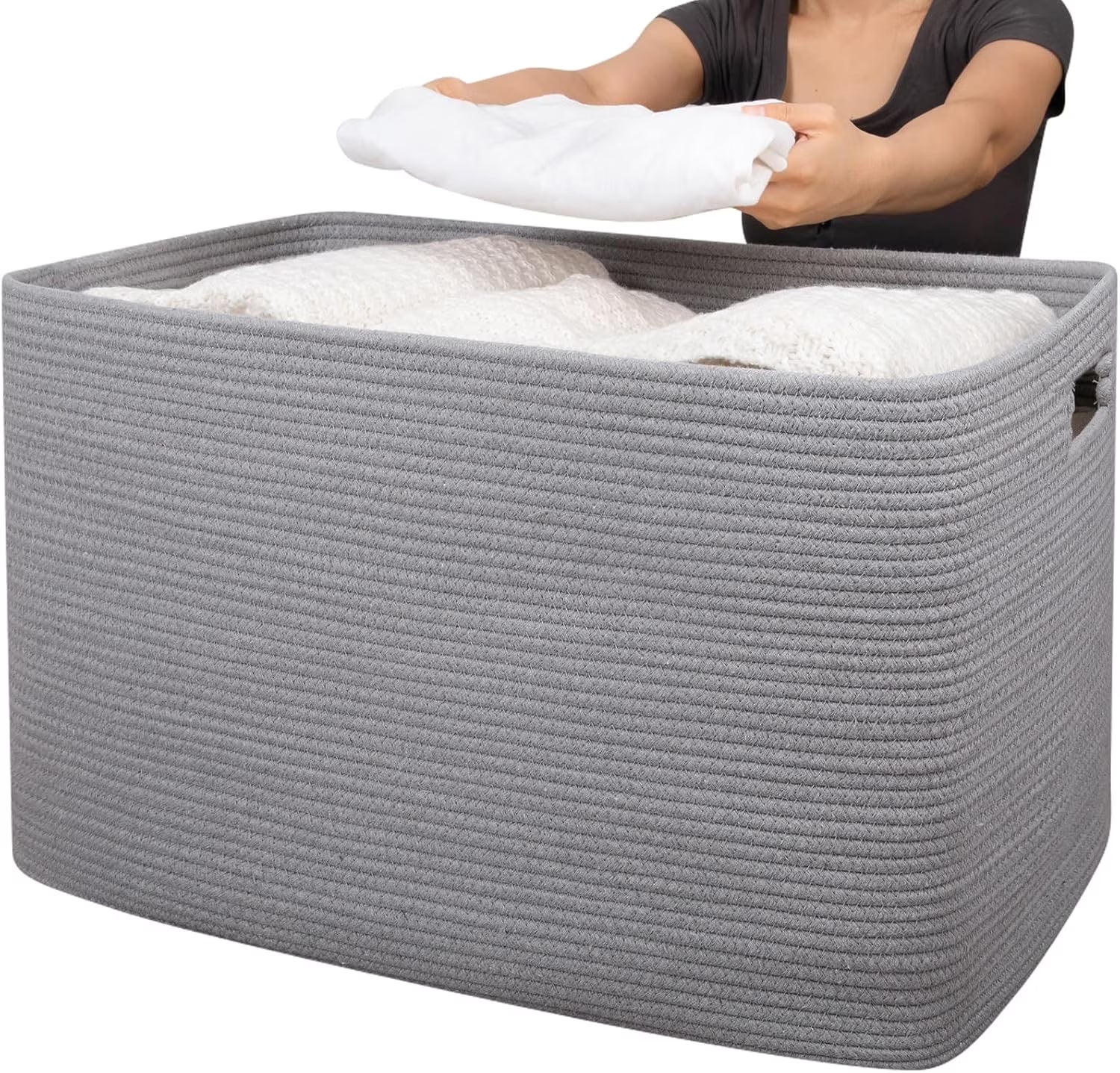 118L XXXLarge Cotton Rope Storage Basket Oversized Blanket Basket Used for Organizing Dirty Clothes in Living Room Bedroom Nursery Dog Toy Storage Bins 25" x 17" x 16",Grey – Practical Home Organization for Simple Storage and Daily Tasks