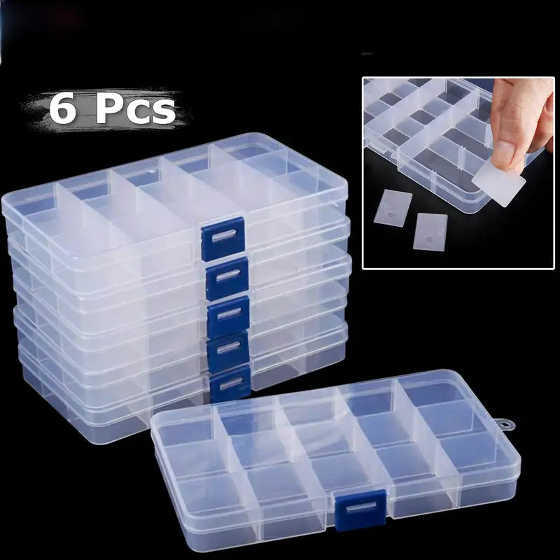 [Clear Jewelry Box] 6pcs Clear Jewelry Box | Plastic Bead Storage Craft Container Earrings Organizer – Clear-View Organization for Simple Storage and Daily Tasks