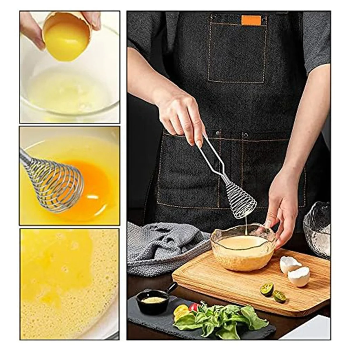 Stainless Steel Spring Coil Whisk Wire Whip-Cream Egg Beater -Cream Hand Mixer Kitchen Tool Accessories for Mixing – Durable Stainless Steel Construction for Simple Storage and Daily Tasks
