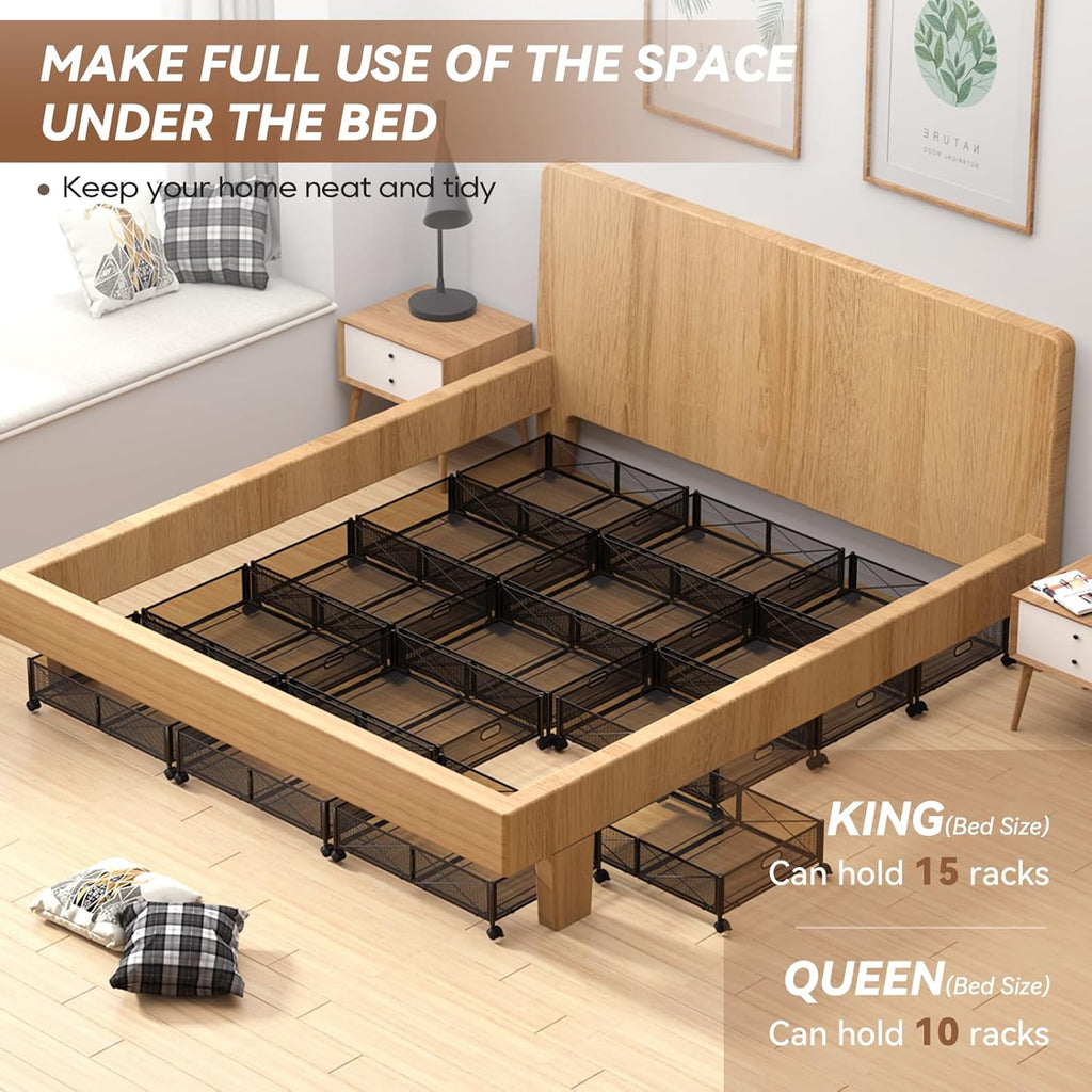 Under Bed Storage Containers with Wheels - Shoe Storage Organizer Drawer Tool-free Assembly Metal Underbed Storage for Bedroom Clothes Shoes Blankets - 2Pack – Everyday Household Format for Simple Storage and Daily Tasks