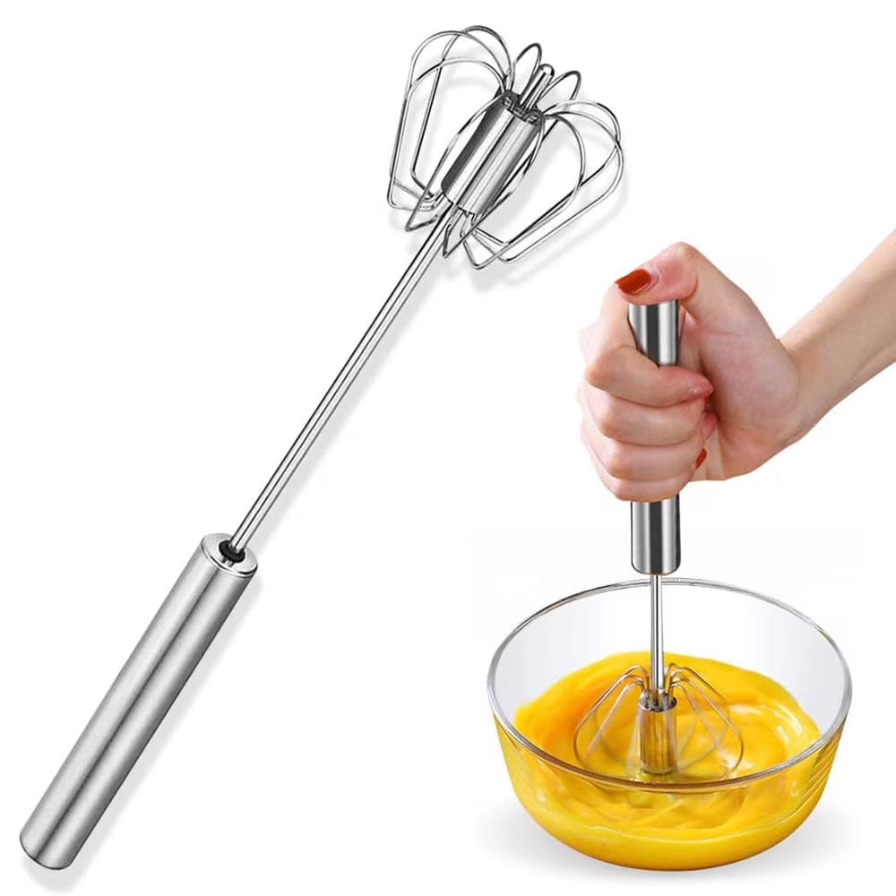 Egg Whisk,2 Pack Stainless Steel Home Kitchen Tool Hand Easy Whisk Egg Beater Manual Mixer Blender for Whisking Beating & Stirring. – Durable Stainless Steel Construction for Simple Storage and Daily Tasks