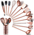 Copper Kitchen Utensils Set,13 Pieces Stainless Steel Cooking Utensils Set with – Durable Stainless Steel Construction for Simple Storage and Daily Tasks