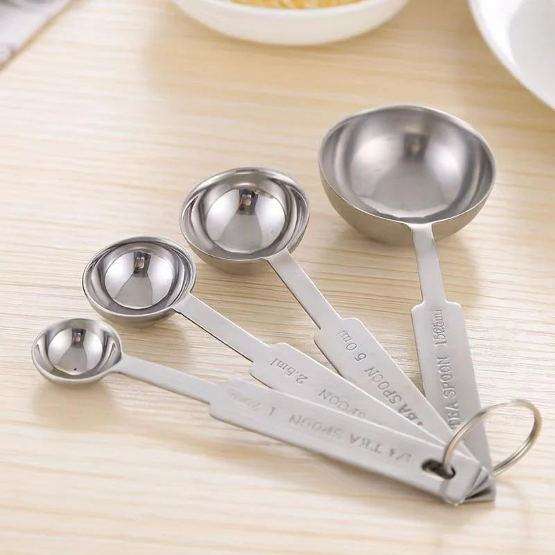 Stainless Steel Measuring Spoons and Measuring Cups Kitchen Tools for Drying and Liquid Ingredients Cooking and Baking Categories Measuring Spoons Measuring Cups Scale Bowls – Durable Stainless Steel Construction for Simple Storage and Daily Tasks