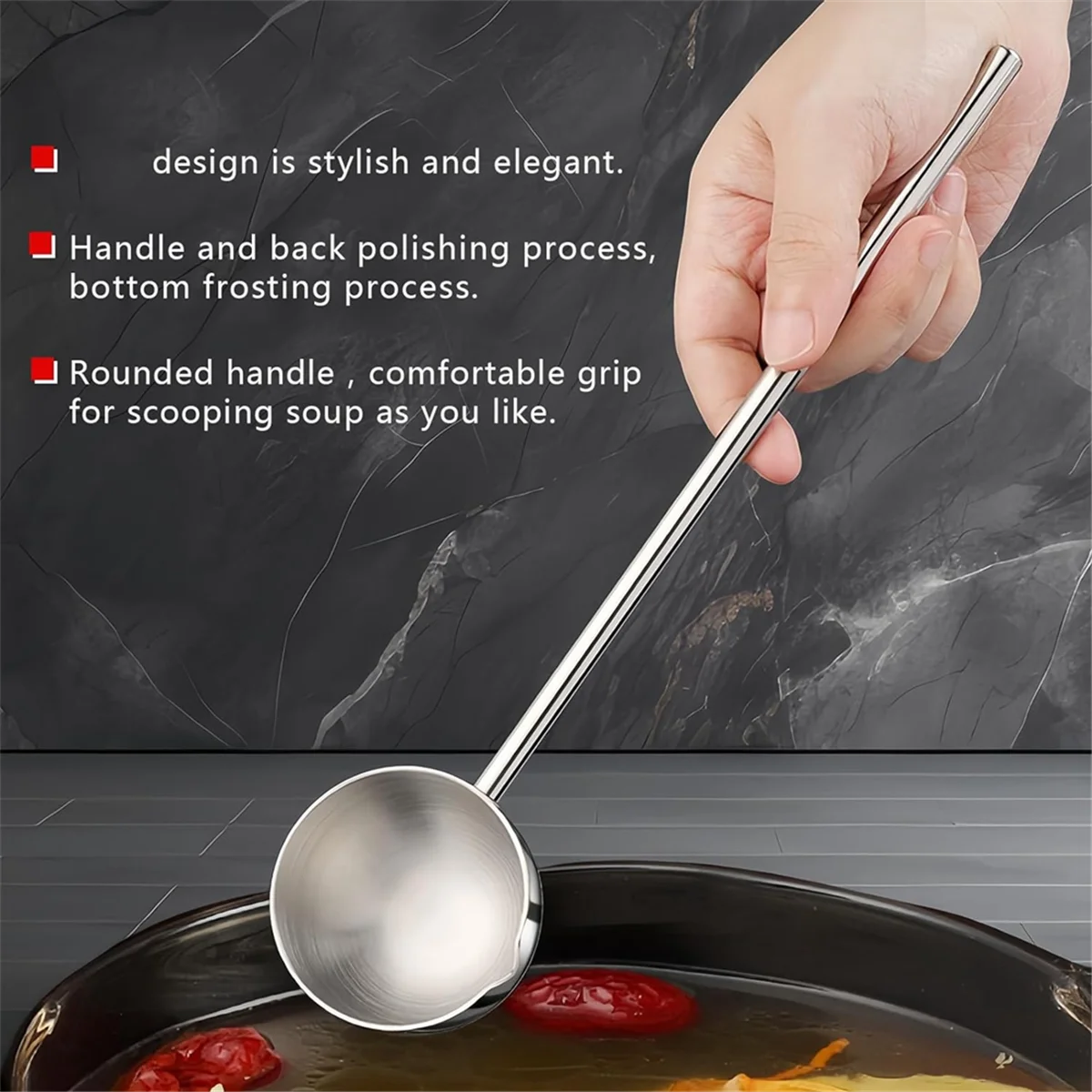 Small Soup Ladle Stainless Steel Metal Deep Spoon with Pour Spout 2 Oz Long Handle Gravy Ladles Heat- 10.5 Inch – Convenient Carry Handles for Simple Storage and Daily Tasks