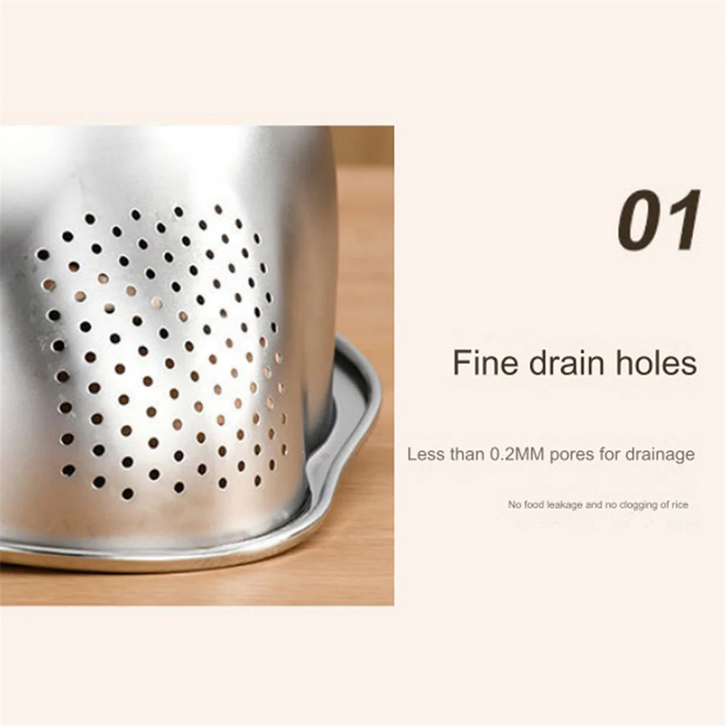 Rice Washer Strainer Bowl Stainless Steel Washing Colander Fruit and Vegetable Kitchen Tool A – Durable Stainless Steel Construction for Simple Storage and Daily Tasks