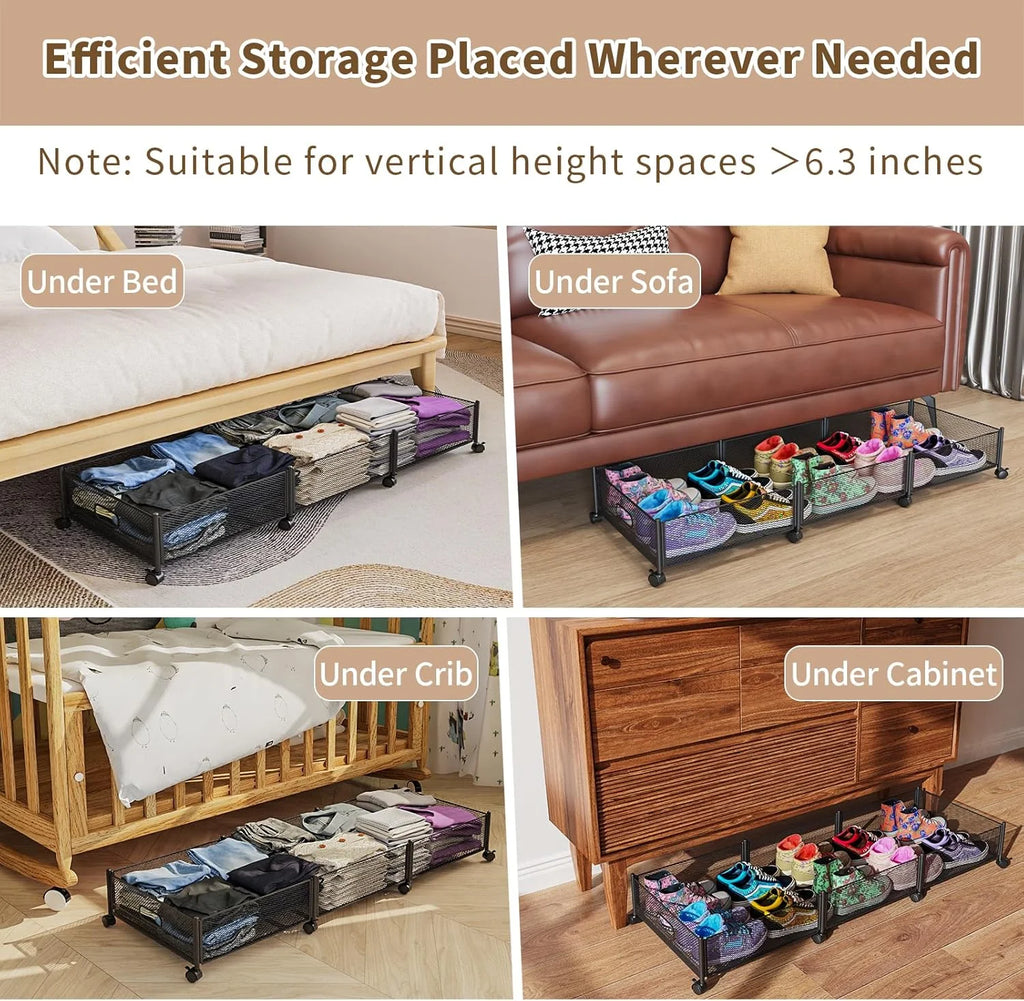 47.2'' Long Under Bed Storage on Wheels 57.6L Large Capacity Rolling Under the Bed Storage Containers Tool-Free Assembly Foldable Underbed Shoes Clothes Toy Drawers – Everyday Household Format for Simple Storage and Daily Tasks