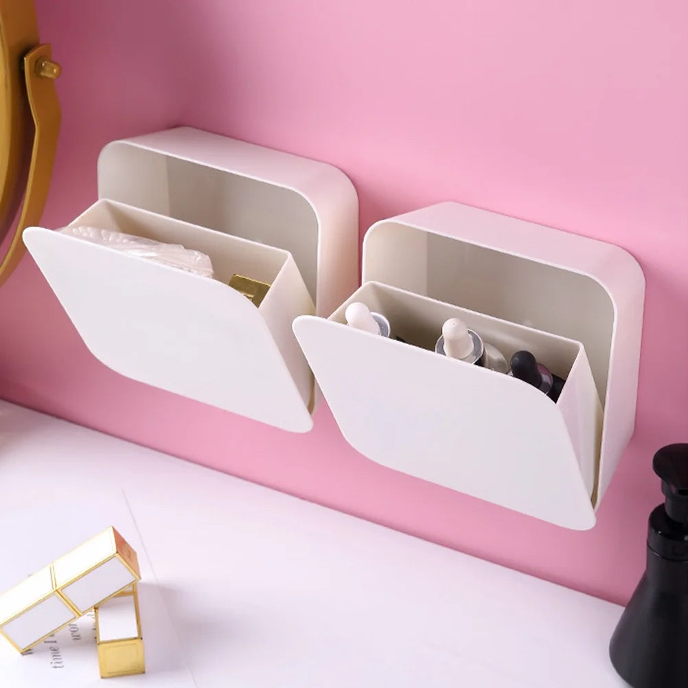 2 Pcs Wall-mounted Boxes Small Apartment Storage Box 14x5.5x14cm White – Space-Saving Hanging Design for Simple Storage and Daily Tasks