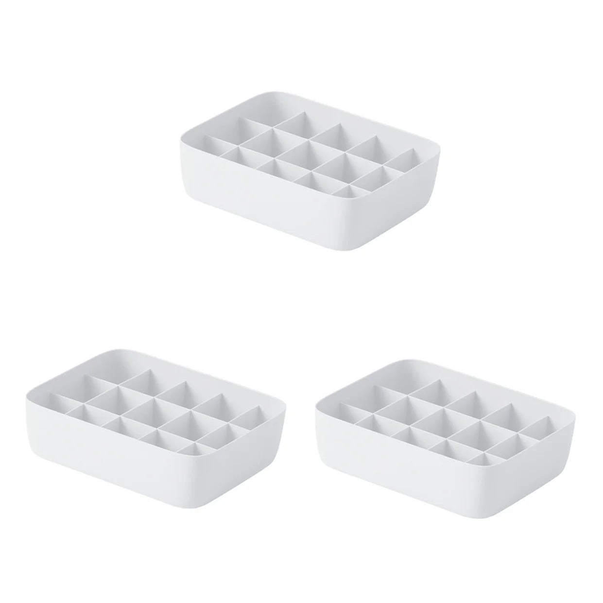 3pcs Underwear Storage Box Plastic Storage Basket Stackable Storage Container with 15-Compartment Divider for Bra Panties Socks(White) – Multiroom Organization Format for Simple Storage and Daily Tasks