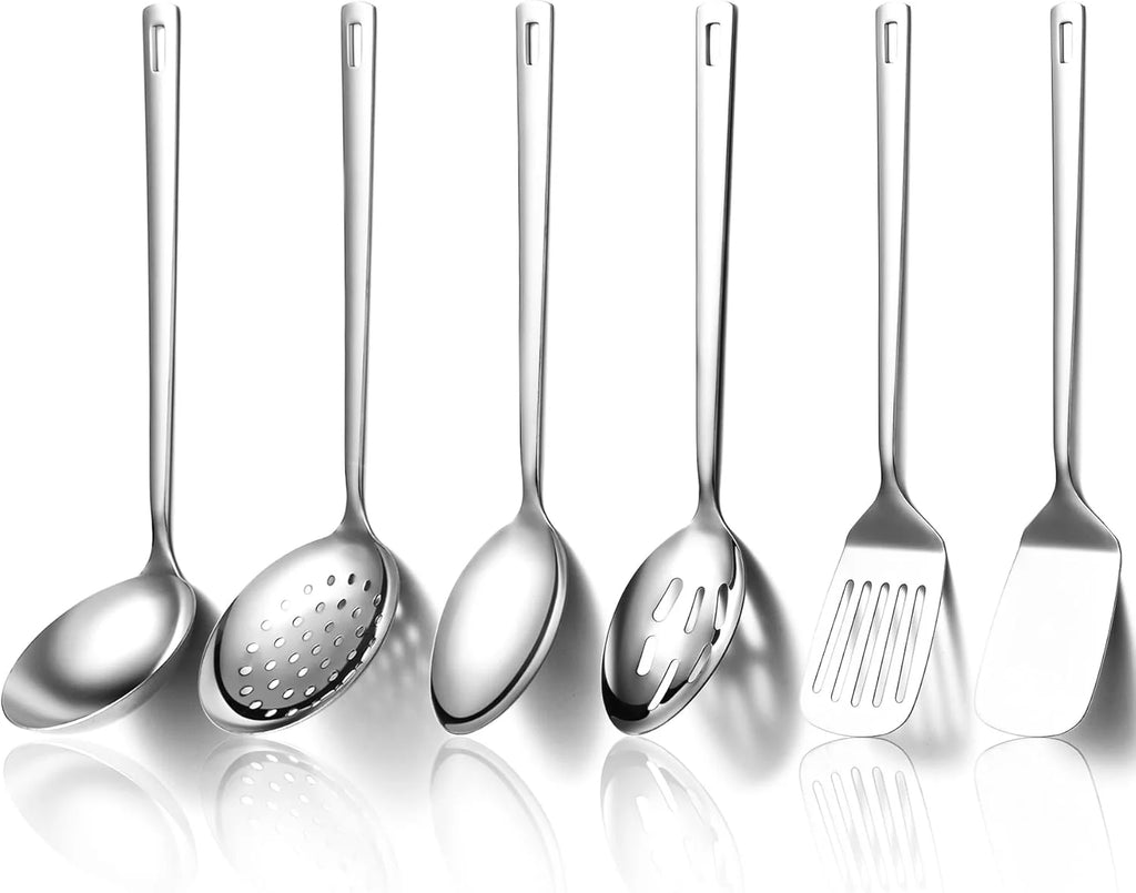 Gold Kitchen Utensils Set 6pcs Titanium Plating Stainless Steel Cooking Utensils Set Heavy Duty Kitchen Tools Spatulas Set Home Essentials Kitchen Gadgets Accessories – Durable Stainless Steel Construction for Simple Storage and Daily Tasks