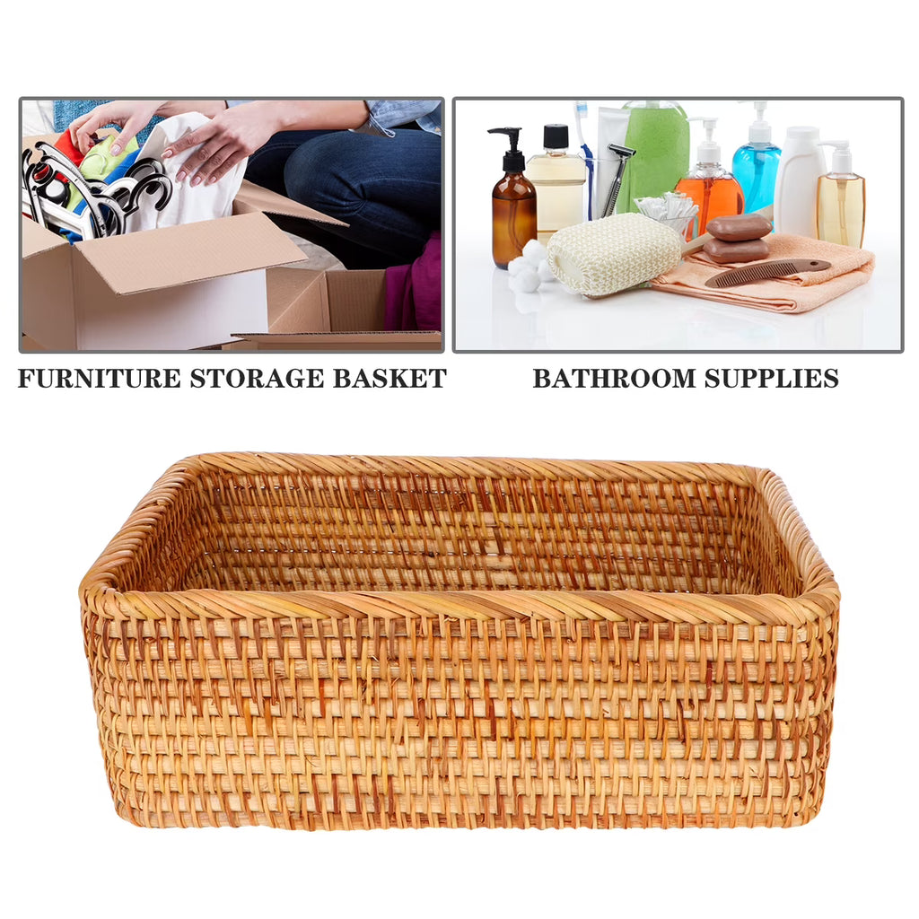 Wicker Basket with Lid Storage Boxes Lids Practical Home Child – Secure Lid Design for Simple Storage and Daily Tasks