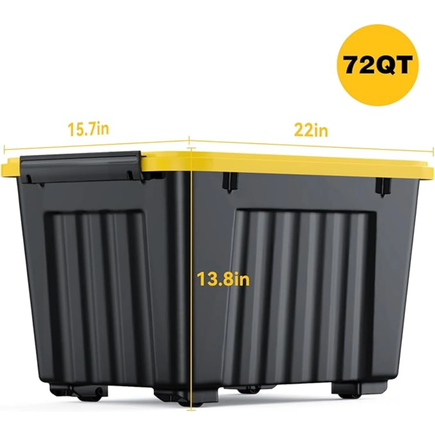 72Quart Plastic Storage Bin Stackable and Nestable Storage Boxes with White Lids and Secure Latching Buckles Large Storage Container (Black/Yellow 72Quart-6Pack) – Stackable Organization for Simple Storage and Daily Tasks