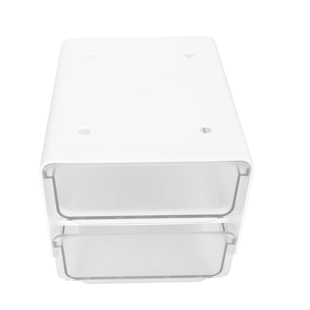 Double Storage Box Desktop Boxes Bins Table Shelf Office White – Multiroom Organization Format for Simple Storage and Daily Tasks