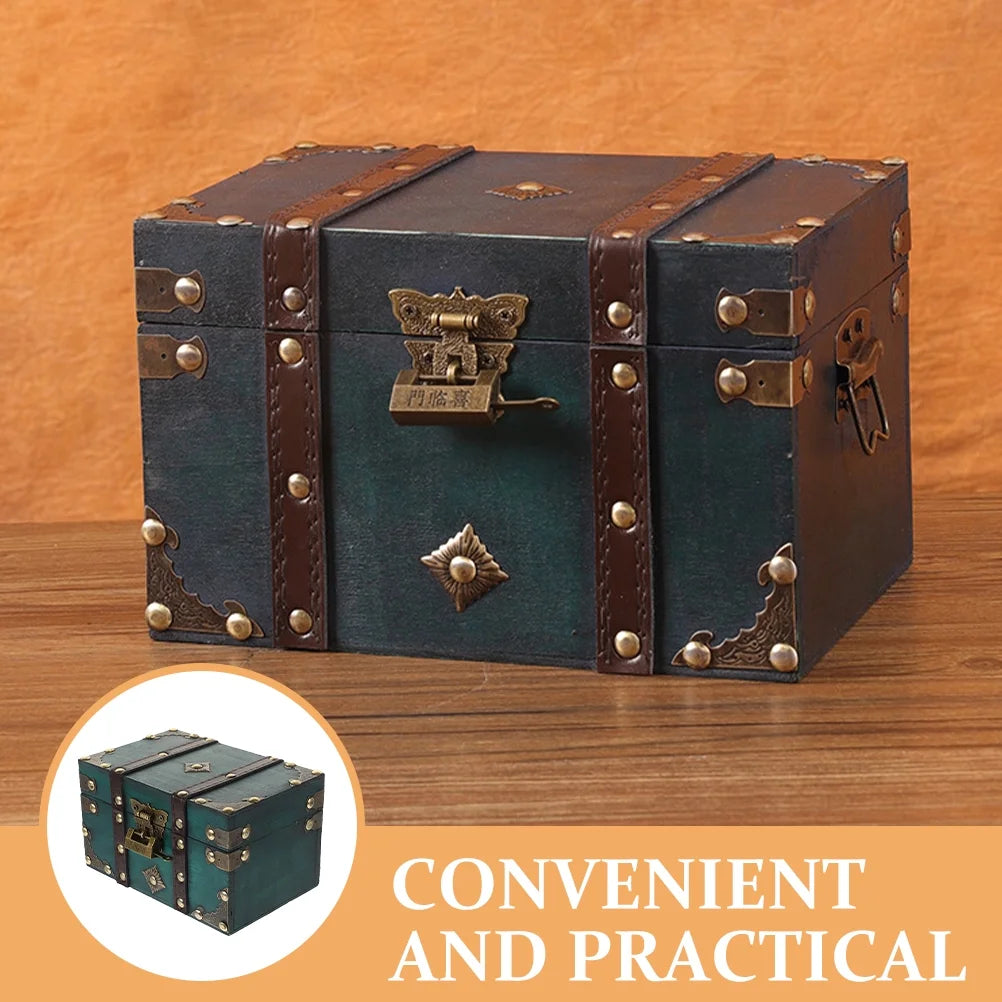 Wooden Storage Box Keepsake Stash Photo Treasure Chest Crate Dark Green – Natural-Look Construction for Simple Storage and Daily Tasks