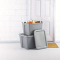 2-Pack 18 Gallon Heavy-Duty Plastic Storage Bins with Snap-On Lids - Durable Stackable Gray Organizers for Home Garage Pantry & Office - Space-Saving Rectangular Design with Reinforced Handles – Stackable Organization for Simple Storage and Daily Tasks