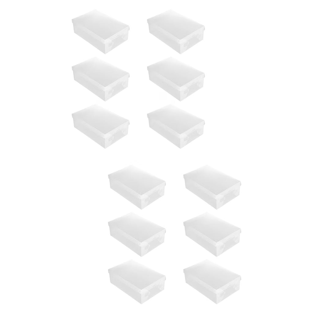 12 PCS Shoes Boxes Transparent Shoes Cases Plastic Storage Box Shoes Container for Home Shop 28x18x10cm – Clear-View Organization for Simple Storage and Daily Tasks