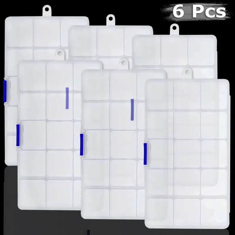 [Clear Jewelry Box] 6pcs Clear Jewelry Box | Plastic Bead Storage Craft Container Earrings Organizer – Clear-View Organization for Simple Storage and Daily Tasks