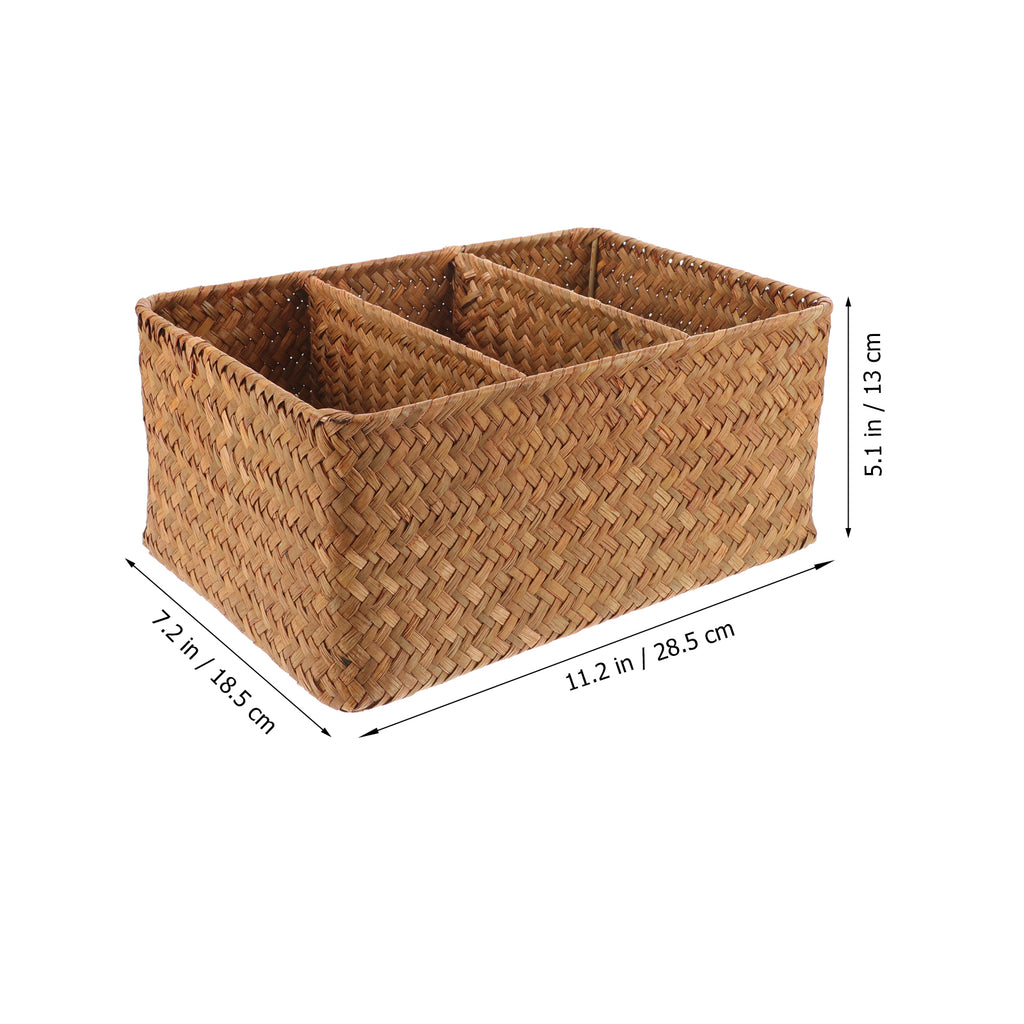 Straw Desktop Storage Box Pantry Basket Bins Hamper for Shelves with Lid Chocolate – Secure Lid Design for Simple Storage and Daily Tasks