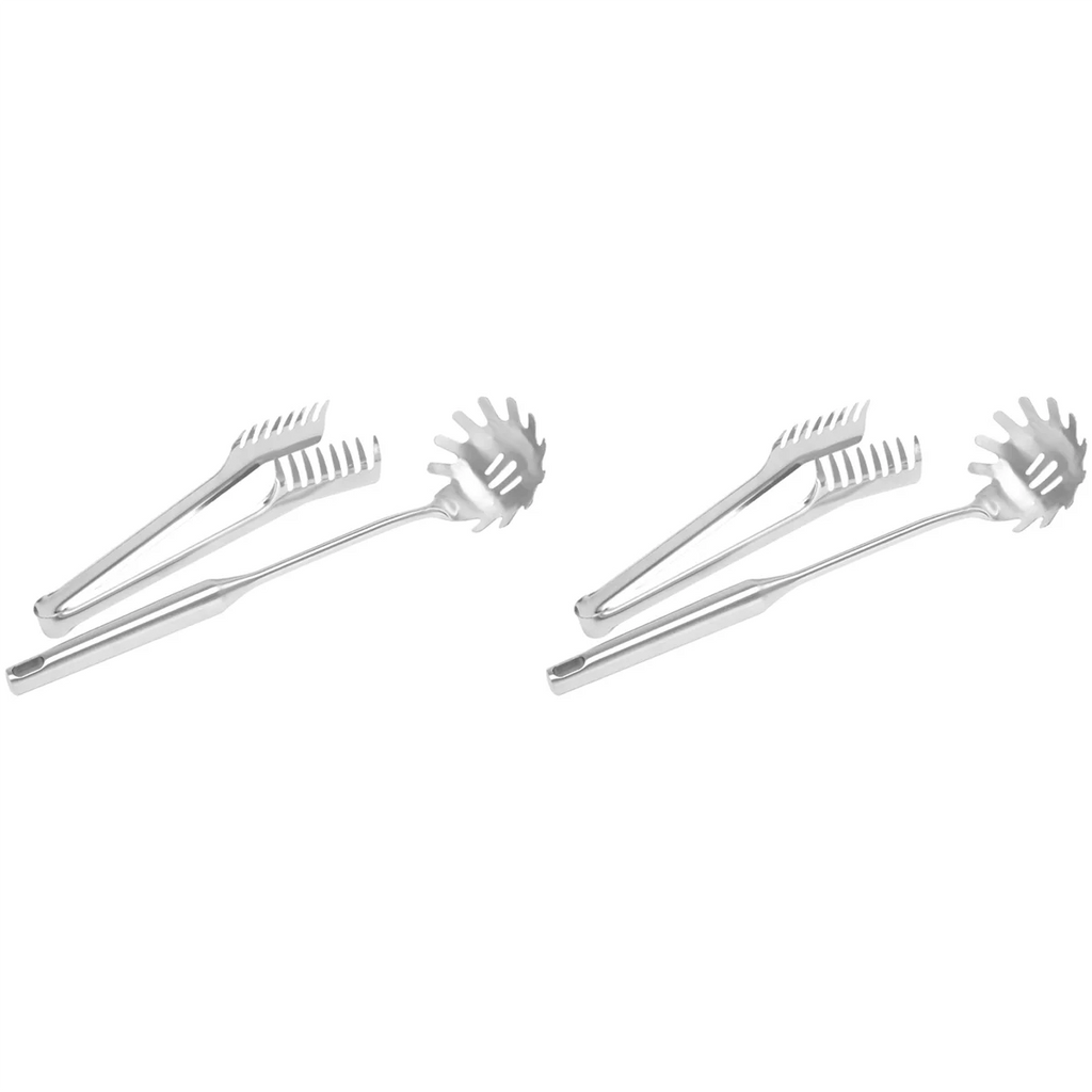 4 Pieces Stainless Steel Spaghetti Server Set Stainless Steel Spaghetti Pasta Tong Pasta Spoon Server Fork,2 x clip 2 x spoon,Silver – Durable Stainless Steel Construction for Simple Storage and Daily Tasks