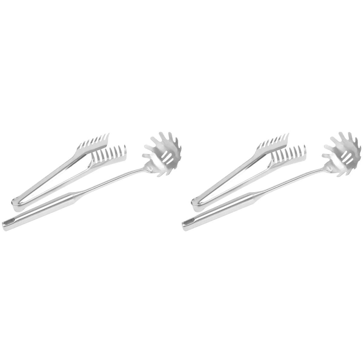 4 Pieces Stainless Steel Spaghetti Server Set Stainless Steel Spaghetti Pasta Tong Pasta Spoon Server Fork,2 x clip 2 x spoon,Silver – Durable Stainless Steel Construction for Simple Storage and Daily Tasks