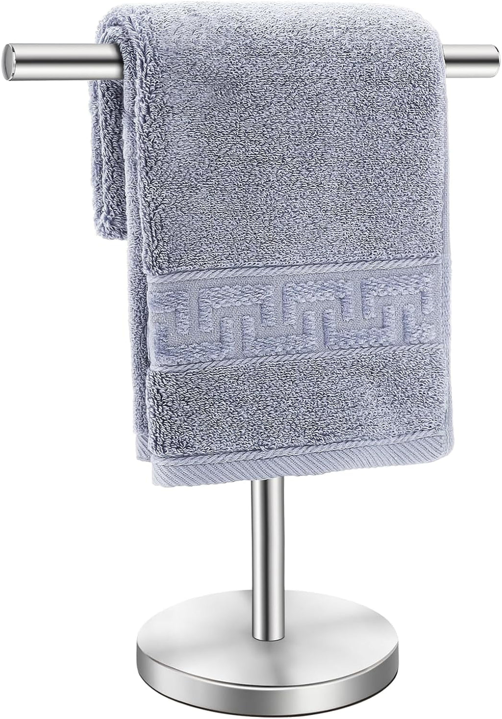 T-Shape Bath Hand Towel Holder Stand Stainless Steel Free Standing Hand Towel Rack with Heavy Base for Bathroom Kitchen & Countertop Matte Black – Durable Stainless Steel Construction for Simple Storage and Daily Tasks