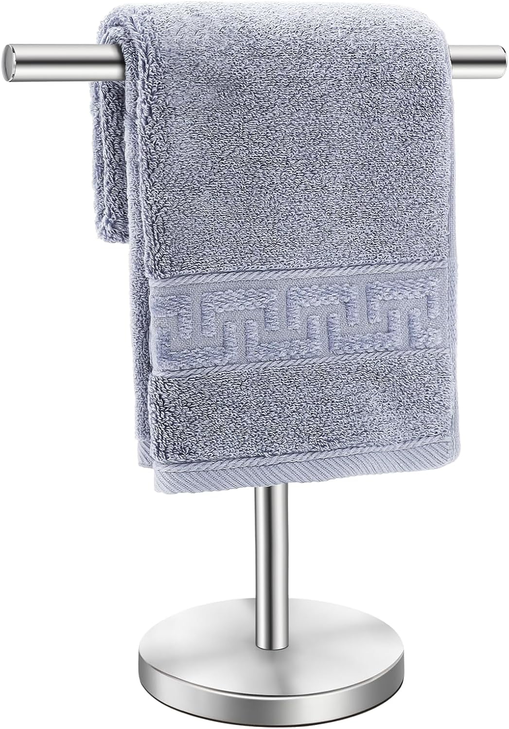 T-Shape Bath Hand Towel Holder Stand Stainless Steel Free Standing Hand Towel Rack with Heavy Base for Bathroom Kitchen & Countertop Silver 2 Pack – Durable Stainless Steel Construction for Simple Storage and Daily Tasks