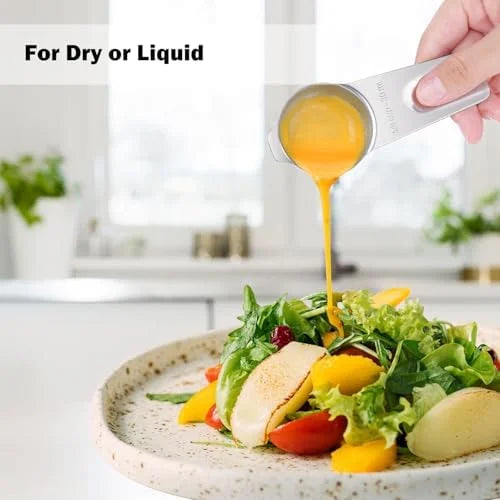 Measuring Cups 7PCS Stainless Steel Measuring Cups with a Storage Bag for Cooking & Baking Dishwasher Suitable – Durable Stainless Steel Construction for Simple Storage and Daily Tasks