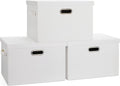 Large 17" 36 Quart Collapsible Stackable Storage Bins with Lids 3 Packs White Linen Fabric Closet Boxes with Lids Storage Cube Baskets Container Organizers for Bedroom Office(17 x12 x11) – Everyday Household Format for Simple Storage and Daily Tasks