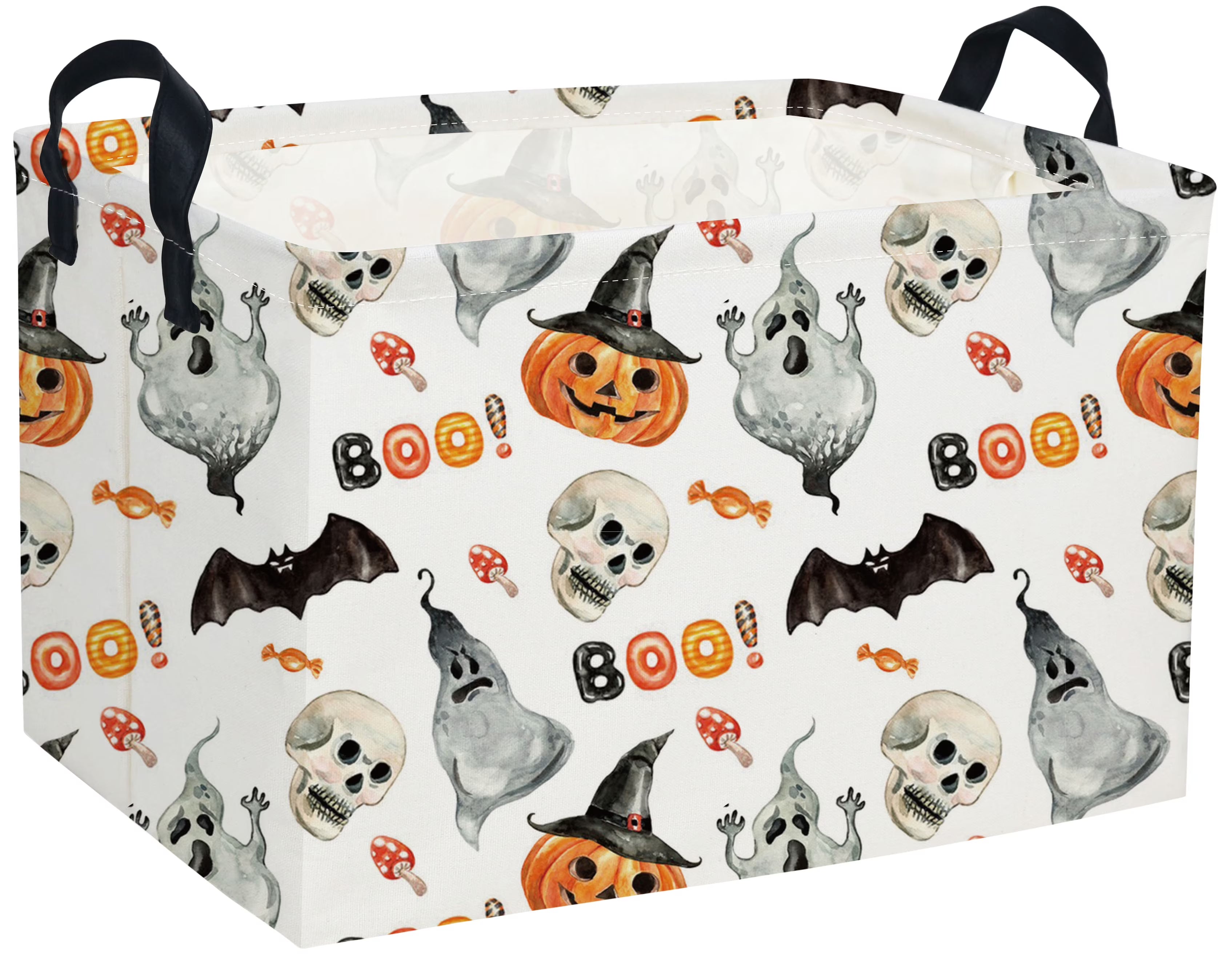 Rectangular Kids Storage Bin Halloween Basket Cartoon Storage Basket with Handles for Organizing Home Kitchen Boys and Girls Toys Bins Shelf Baskets(Watercolor Halloween) – Everyday Household Format for Simple Storage and Daily Tasks