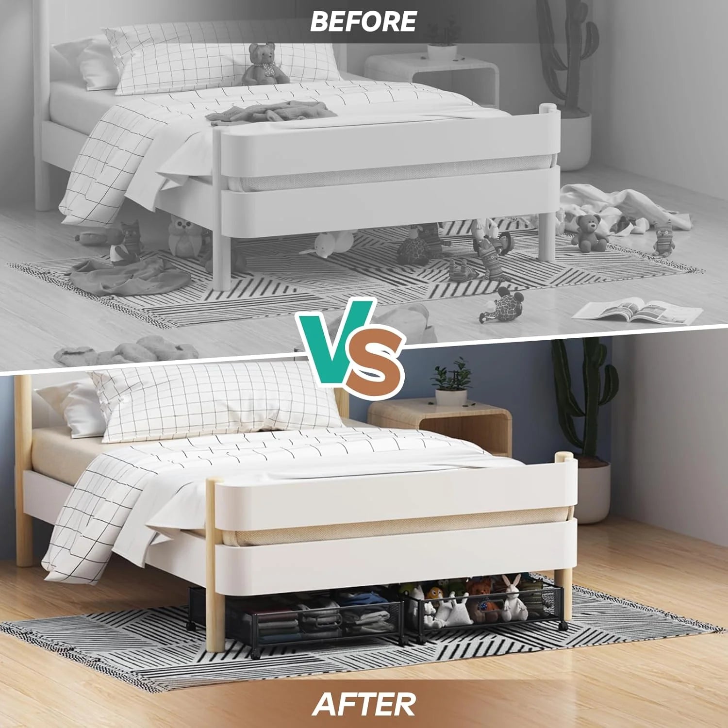 Under Bed Storage Containers with Wheels - Shoe Storage Organizer Drawer Tool-free Assembly Metal Underbed Storage Containers for Bedroom Clothes Shoes Blankets - 2Pack – Everyday Household Format for Simple Storage and Daily Tasks