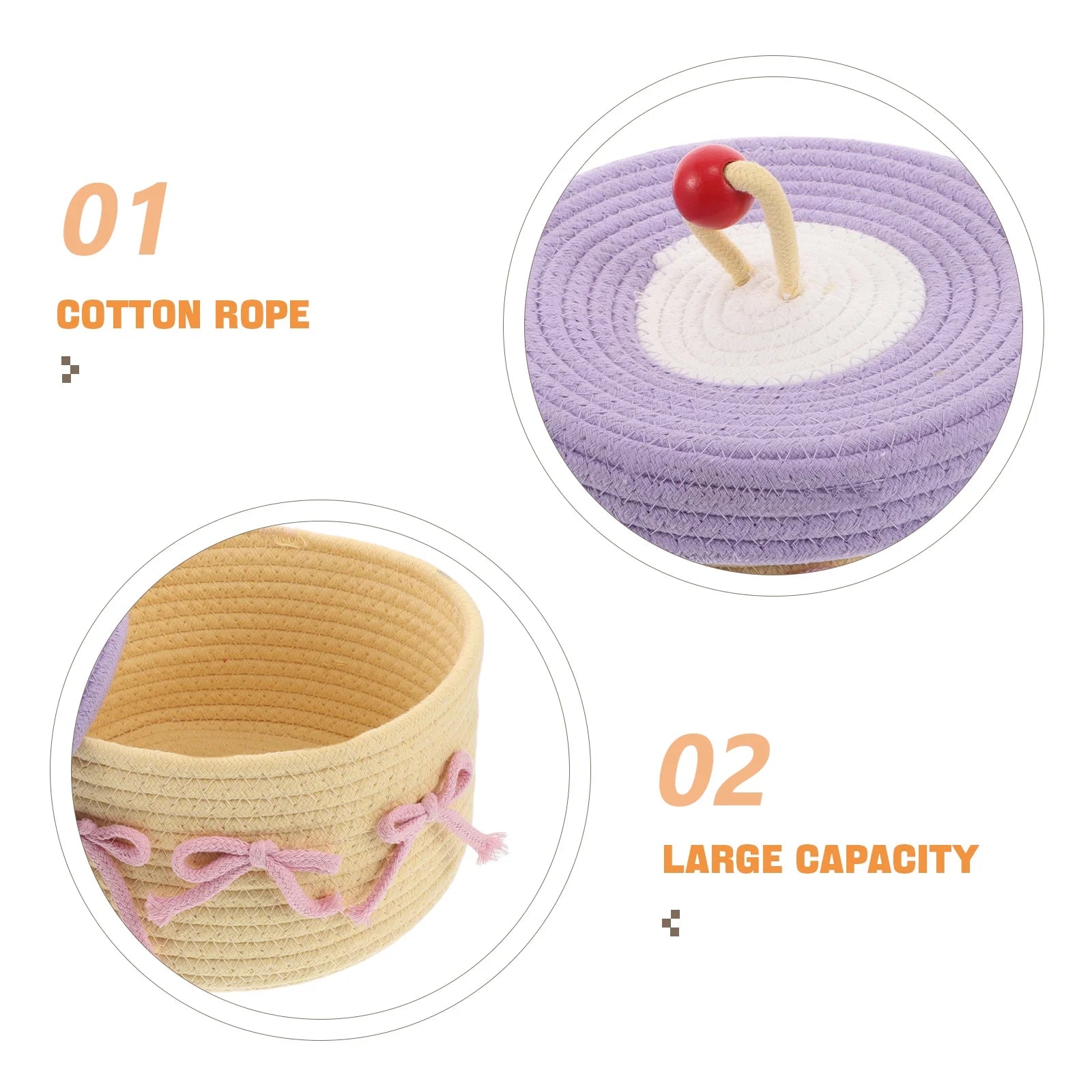 Woven Cotton Rope Basket With Lid Jewelry Storage Box Cute Basket Cotton Rope Basket Storage Woven Basket Woven Rope Basket Bathroom Basket Organizer – Secure Lid Design for Simple Storage and Daily Tasks